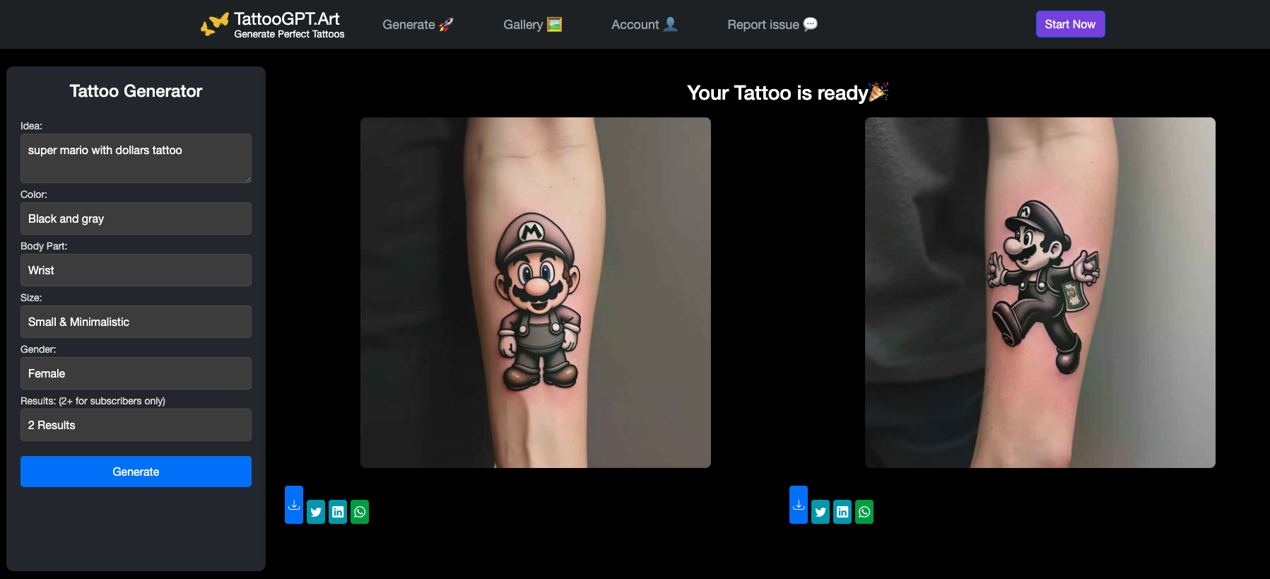 Best AI-powered tattoo generator custom design example - TattooGPT Art
