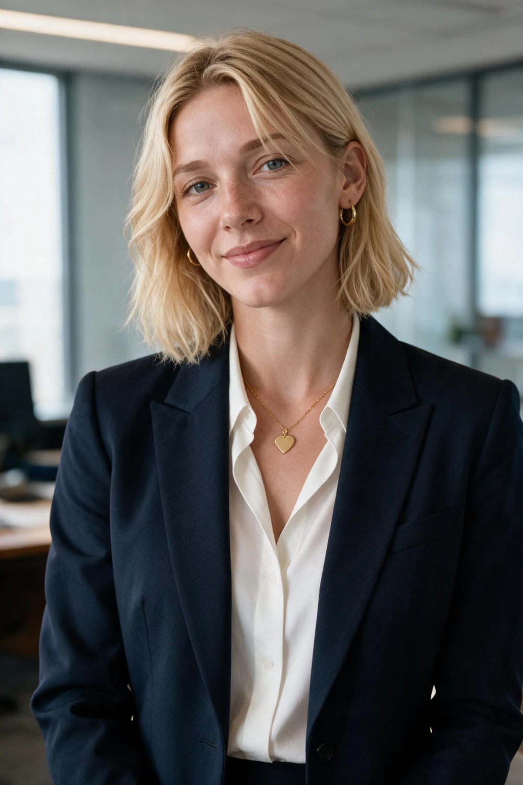 AI LinkedIn headshot: an executive headshot in a private office, generated from one selfie