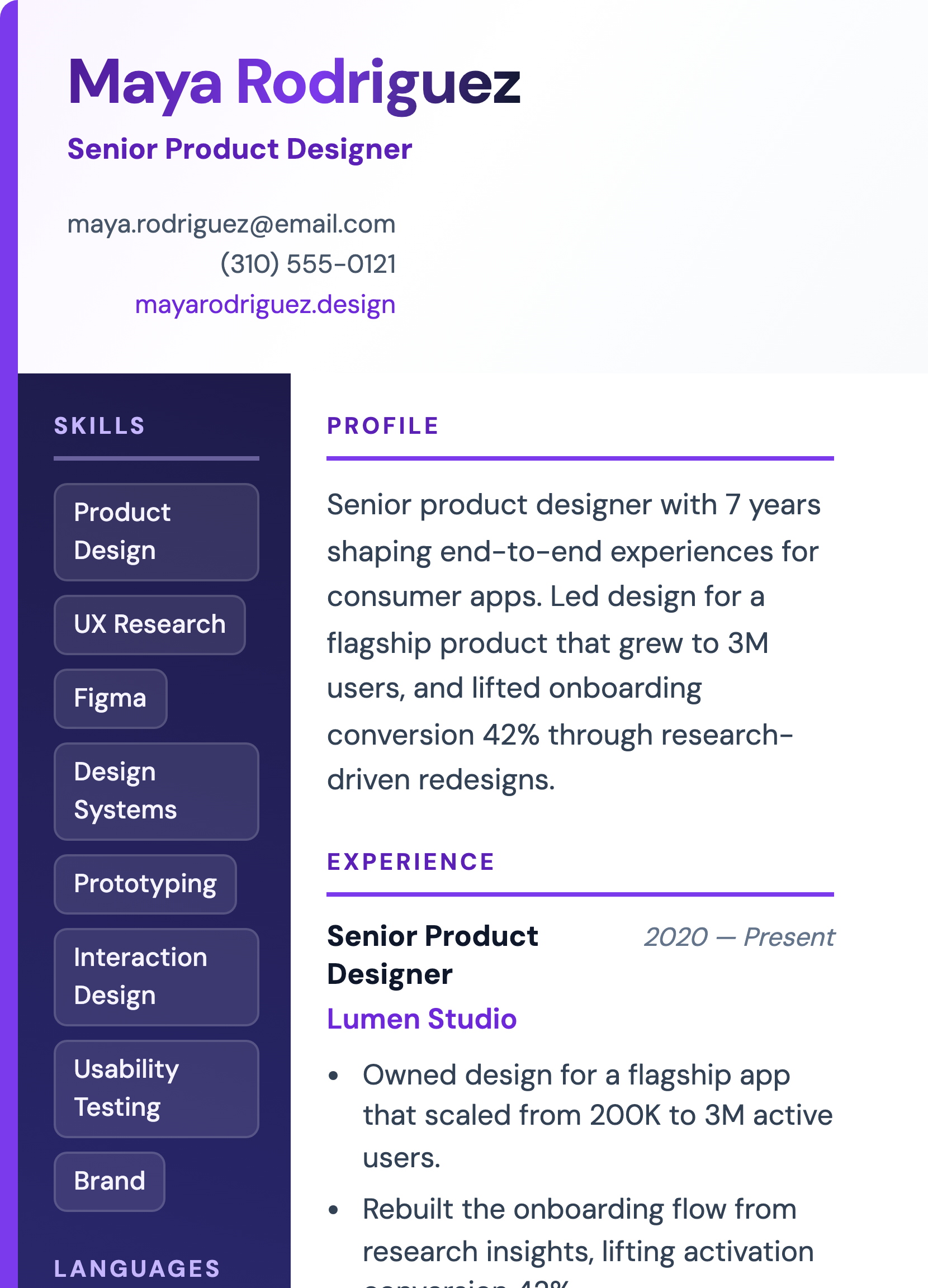 Creative ATS-friendly AI resume builder template