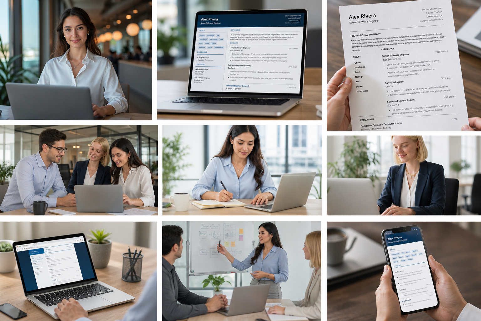 Recruiter scanning ranked candidate resumes on a desktop monitor in an office
